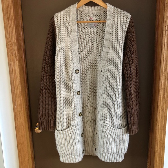 Burton Sweaters - Wool-blend chunky knit longline cardigan - size L